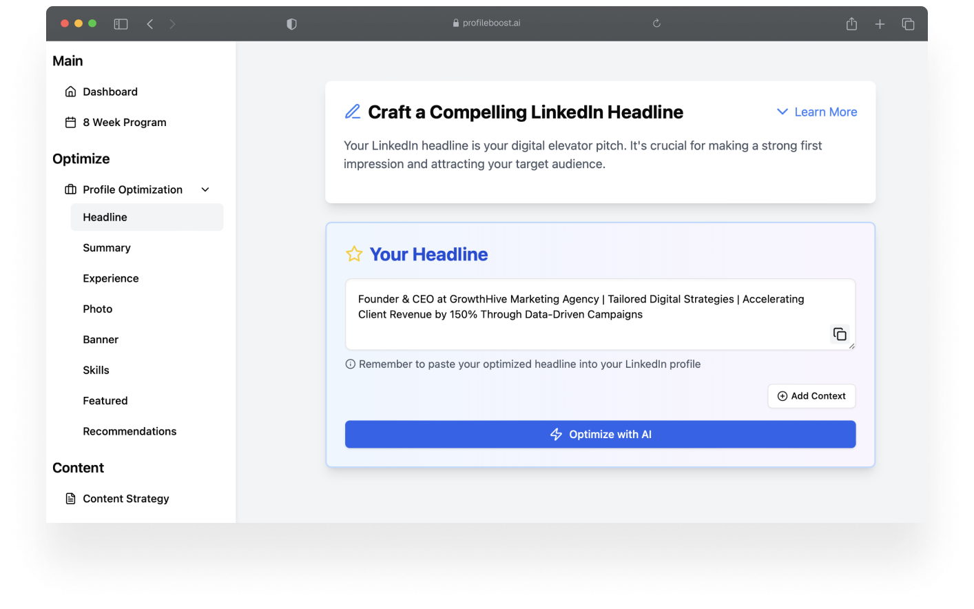 AI Profile Optimizer